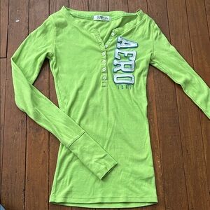 Vintage Aeropostale Lime Green Button-Up Top